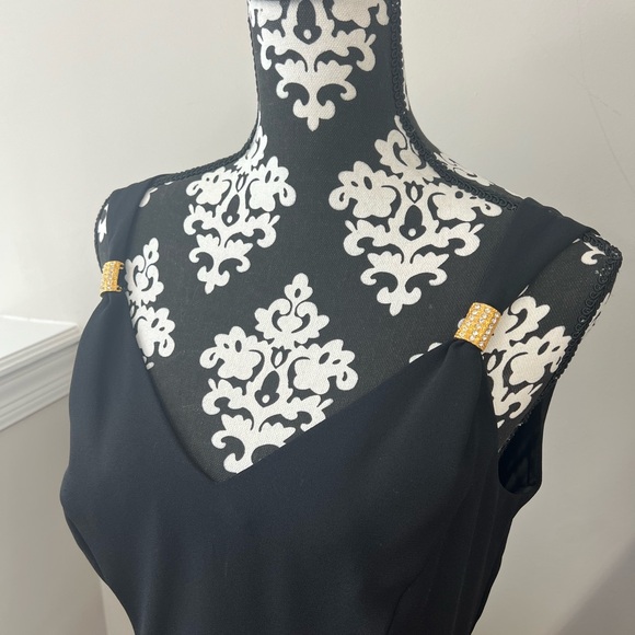 VINTAGE 90s Black Mini Dress with Embellished Strap - Picture 2 of 6